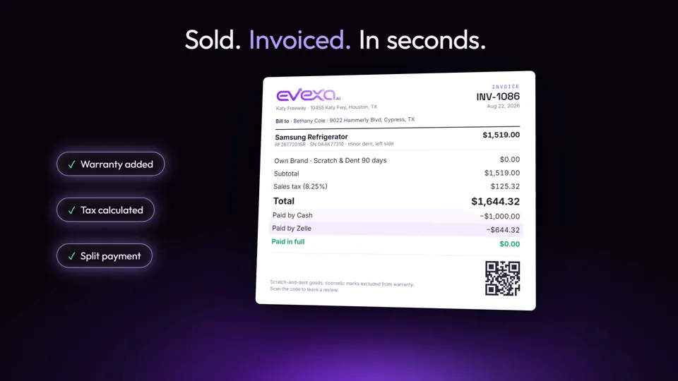 Sold. Invoiced. In seconds.